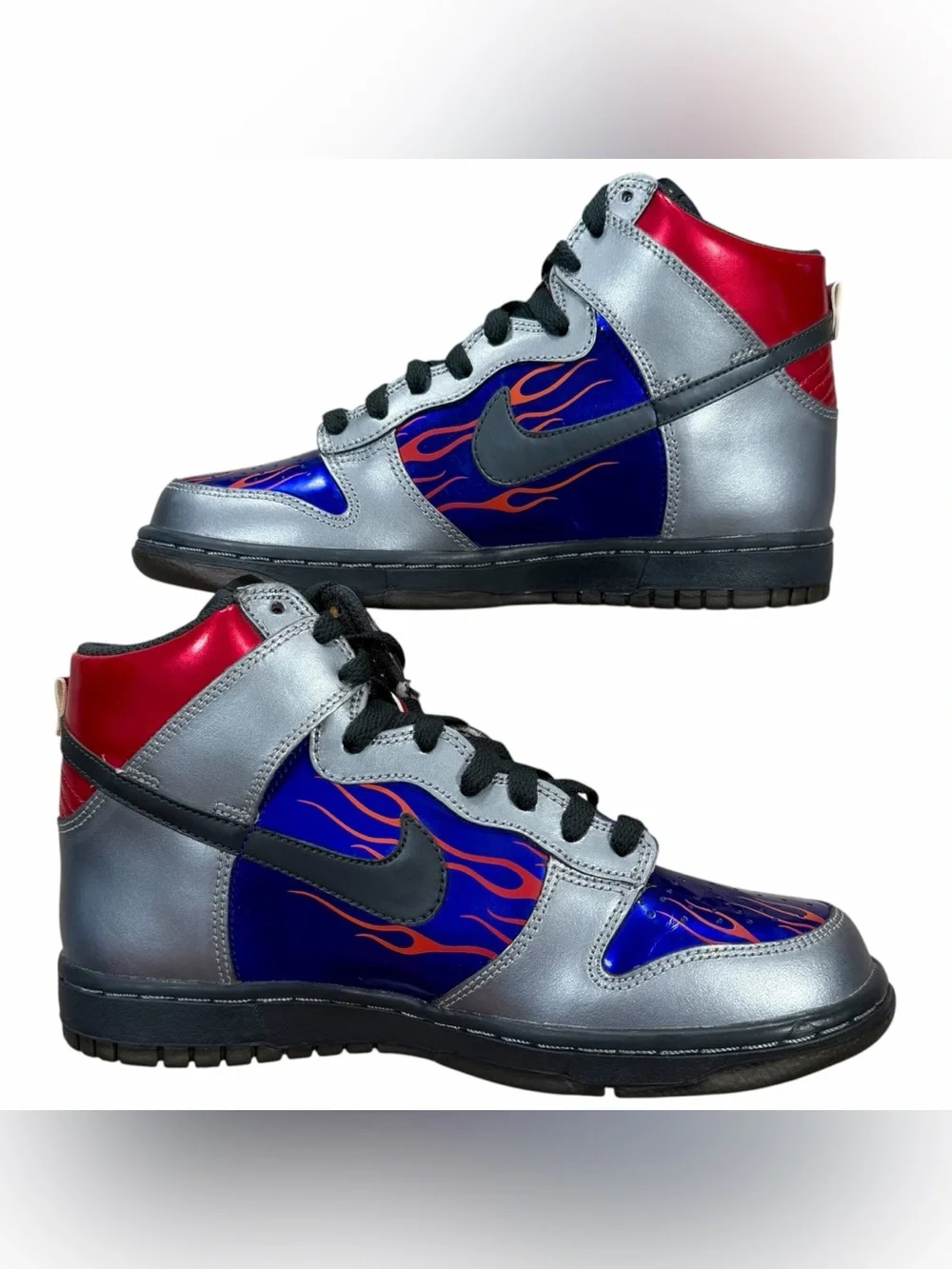 Vintage Nike Dunk High Optimus Prime Transformer Metallic 2009 Sneakers Size 6Y